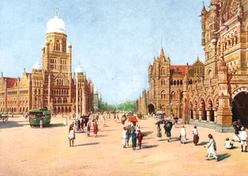 Les bureaux municipaux et Victoria Terminus, Bombay, Inde