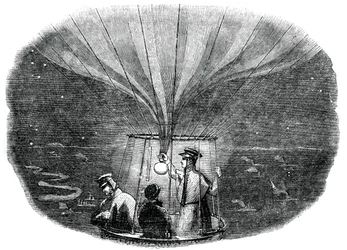 Le ballon Nassau passant au-dessus de Liège la nuit, 1836