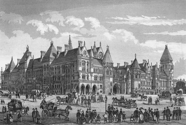 Les nouveaux tribunaux, Westminster, Londres, vers 1878