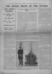 La tombe océanique du Titanic et photographie du capitaine Edward Smith, 20 avril 1912