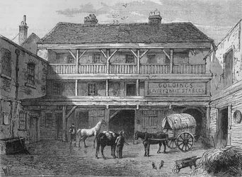 Le Vieux Taureau Noir, Grays Inn Lane, Londres, vers 1800 1878