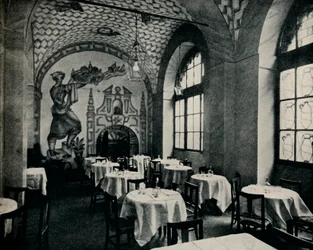 Le restaurant Penna DOca, salle à manger principale, vers 1928