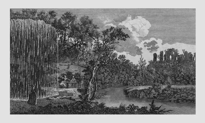 Le puits pétrifiant ou goutte à goutte, et les ruines du château de Knaresbrough dans le Yorkshire, 1771