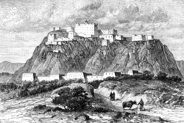 Le palais du Potala à Lhassa, Tibet, au XVIIe siècle, vers 1890