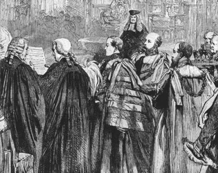 Le prince de Galles prenant son siège pour la première fois à la Chambre des Lords