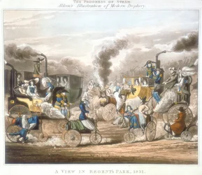 Le progrès de la vapeur. Une vue dans Regents Park, 1831, 1828