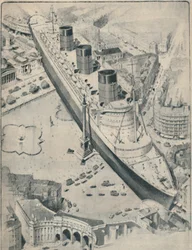 Le Queen Mary en relation avec Trafalgar Square, Londres, 1936