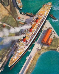 Le Queen Mary à Southampton, 1938