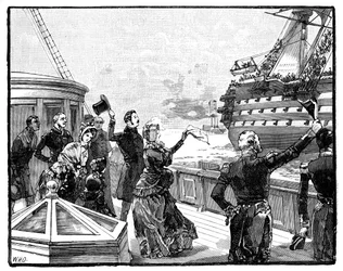 La reine faisant ses adieux au navire amiral du duc de Wellington, vers 1850, 1888