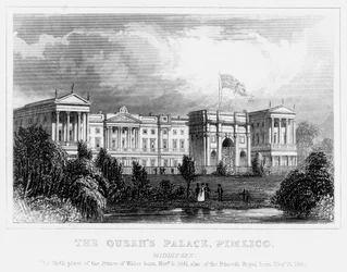 Le Palais de la Reine, Pimlico, Londres, vers 1840