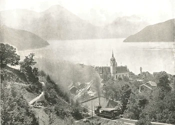 Le chemin de fer du Rigi, Vitznau, Suisse, 1895