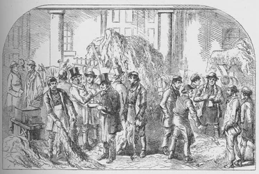 Le marché de la peau, Bermondsey, au milieu du XIXe siècle, vers 1840, 1912