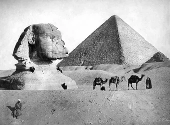 Le Sphinx et la pyramide à Gizeh, Égypte