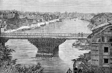 Le pont de Srinagar sur la rivière Jhelum, Pakistan, 1895
