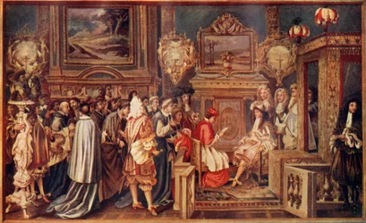 Le Roi-Soleil Louis XIV de France avec sa brillante cour, 1664, vers 1930