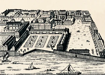 Le Temple depuis la Tamise, vers 1650