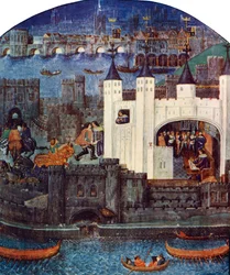 La Tour de Londres avec le pont de Londres, vers 1500, vers 1900-1920