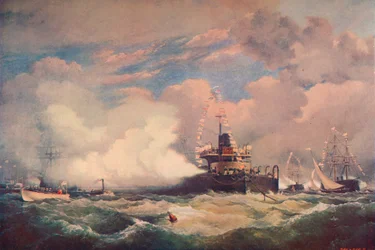 Le navire cuirassé à tourelle Devastation à Spithead