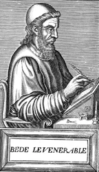 Le Vénérable Bède vers 673-735, théologien, érudit et historien anglo-saxon, vers 1584
