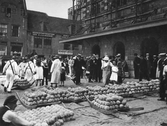 Le marché aux fromages le vendredi, Alkmaar, Pays-Bas, vers 1934