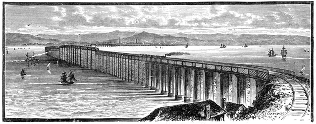 Le premier pont de Tay vu du sud, Écosse, 1900