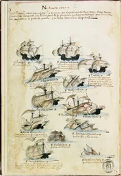 La flotte de Pedro Álvares Cabral en 1500. De Livro das Armadas