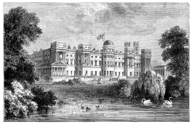 Le jardin avant du palais de Buckingham, Londres, 1900