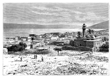 Le lac et la ville de Tibériade, Israël, 1895
