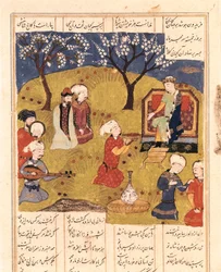Le légendaire roi perse Faridun, c.1490, miniature