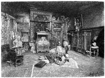 Le petit atelier de Hans Makart, Vienne, Autriche, vers 1880-1882