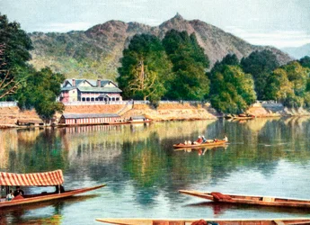 La rivière Jhelum et le club-house à Srinagar, Inde, début du 20e siècle