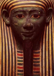 Le sarcophage de Psametik (664-610 av. J.-C.) (détail du visage, égyptien)