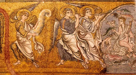 La mer rendit ses morts Le Jugement dernier, (détail), 12e siècle