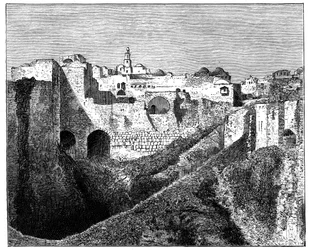 Les remparts sud de Jérusalem, vers 1890
