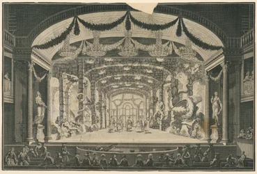 Intérieur de théâtre avec représentation en cours