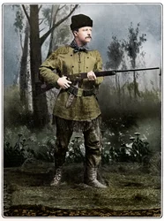 Theodore Roosevelt, soldat et politicien américain, vers 1898