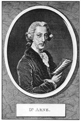 Thomas Augustine Arne 1710-1778, compositeur anglais