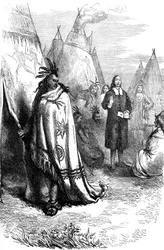 Thomas Mayhew et le sachem Narragansett, 17e siècle vers 1880