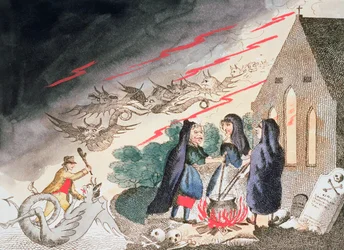 Trois sorcières dans un cimetière