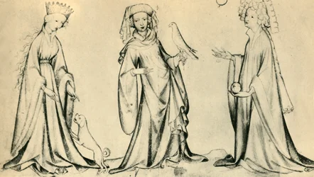 Trois jeunes femmes, vers 1400