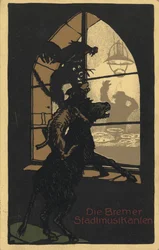 Conception de la couverture du livre Les musiciens de Brême par les frères Grimm, années 1910