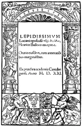 Page de titre de Lucian, 1521, 1893
