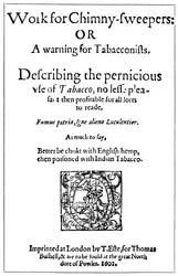 Page de titre de Travail pour ramoneurs ou Un avertissement pour les tabacconistes, 1602 1956