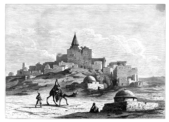 Tombe de Jonas, près de la mosquée, sur le monticule artificiel de Nabbi Yunis, Ninive, Assyrie, vers 1890