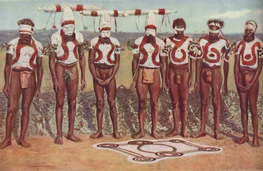 Rituel totémique parmi les Australiens noirs, vers 1935
