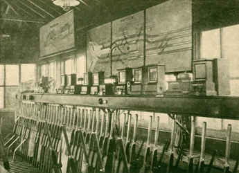Diagramme de mouvement des trains dans la cabine de signalisation, Metropolitan Railway, 1930