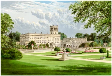 Trentham Hall, Staffordshire, maison du duc de Sutherland, vers 1880