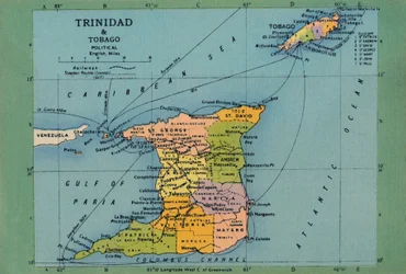 Carte de Trinité-et-Tobago, vers années 1940