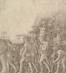 Triomphe de César : Soldats portant des Trophées, vers 1490