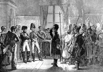 Le tsar Alexandre Ier présentant des troupes russes à Napoléon, 8 juillet 1807, 1882-1884